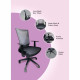 TUHOME Cox Office Chair, Nylon Base Black, Fixed Armrest-Grey, For Office