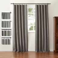 Jawara Heavyweight Blackout Linen Drape, 4-in-1 Versatile Header Working with Pole Track and Rod with Rings, 50 Inches Width by 84 Inches Length, 1 Panel, Linen Curtain Living Room