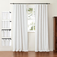 Jawara White Linen Curtain 84 inches Long, Linen Drapery with Blackout Liner, 4-in-1 Versatile Header, Hook Belt Rod Pocket Back Tab Pole Clip Ring Drapery, 50 Inches Wide by 84 Inches Long, 1 Panel