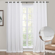 Jawara White Linen Drapery, Heavyweight Linen 108 Inches Long, Linen Blackout Curtain Bedroom, Grommet Linen Curtain, White, 50 Inches Wide by 108 Inches Length, 1 Panel