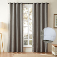 Jawara Gray Cotton Linen Blend Grommet Curtain for Living Room, Light Filtering Drape Privacy Protection, Blackout Thermal Insulated Drape Panel, 50 Inches Wide by 84 Inches Long, 1 Panel