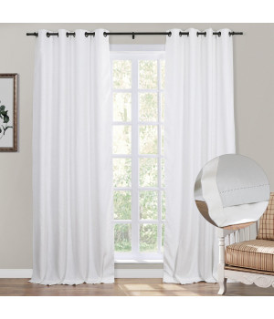 Jawara Heavyweight Linen Drapery, Blackout Linen Curtain, White Linen Drapery Grommet Natural Linen, Blackout Lined Grommet Curtain, 1 Panel, White, 50 Inches Wide by 84 Inches Length
