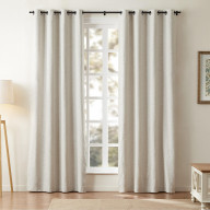 Jawara Heavyweight Linen Curtain Blackout 96 Inches Long, Linen Curtain Natural Linen, Eyelet Blackout Linen Cotton Curtains for Living Room, Insulated Curtains for Windows, Oatmeal, 1 Panel
