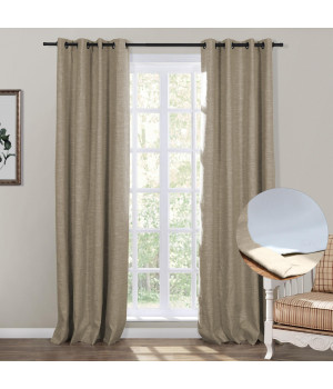 Jawara Cotton Linen Blackout Lined Curtain Panel Grommet for Bedroom Curtain, Noise Reducing Curtains for Window, Thermal Insulation curtain, 50 Inches Width by 96 Inches Length, Walnut, 1 Panel