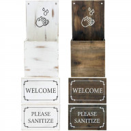 Welcome Sign with Hand Sanitizer Dispenser Container Set of 2, 16-inch