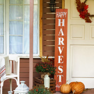 Happy Harvest Wood Porch Sign-Orange 9.5in