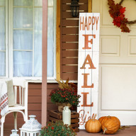 Happy Fall Yall Wood Porch Sign-White 11.75in