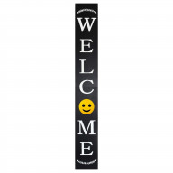 Smiley Face Modern Farmhouse Welcome Sign 72in: Black