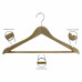USTECH Wood-Look Bowed Shaped Hangers Made of Biodegradable Plastic, with Trouser Bar, Shoulder Notch, & Swivel Hook to hold Suits & Strappy Dresses | Wood Finish | Available in a Set of 10