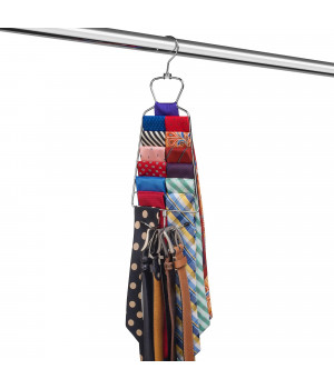 USTECH 7-Tier Space Saving Hangers Made of Alloy Steel, with Swivel Top, & Bottom Hook, & Multi-Tier Bars to Hold Scarfs, Shawls, & Jewelry | Chrome Finish | Available in a Pack of 2