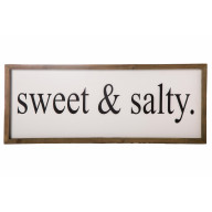 Wood Rectangle Wall Art with Sweet & Salty Writing Design Painted Finish White