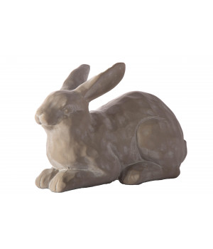 Terracotta Resting Rabbit Figurine Distressed Finish Gray
