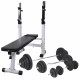 vidaXL Workout Bench with Weight Rack, Barbell and Dumbbell Set 264.6lb