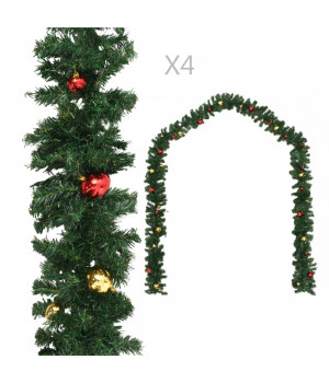 vidaXL Christmas Garlands 4 pcs with Baubles Green 106.2