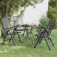 vidaXL Folding Patio Chairs 4 pcs Expanded Metal Mesh Anthracite