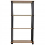 Four Tier Shelf Oak Woodgrain Style, No Tools Required Assembly