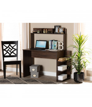 Baxton Studio Garnet Modern and Contemporary Walnut Brown Finished Wood Desk with Shelves