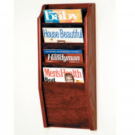 4 Pocket Cascade Magazine Rack, Mahogany (Set of 2)