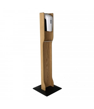 Gel Hand Sanitizer Dispenser on on Elegant Wooden Stand, Light Oak