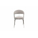 Geneva Dining Chair, Platinum Grey Faux Leather, Polished Stainless Steel Legs
