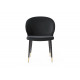 Gracie Dining Chair, Black velvet. Smooth Black steel base frame with Gold painting at leg end.