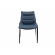 Kaya Dining Chair, Navy Blue Faux Leather, Black Sanded Coated Steel Legs
