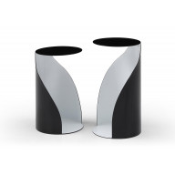 Willie Small Side Table, Black Powder-Coated Metal Outside, White Metal Inside