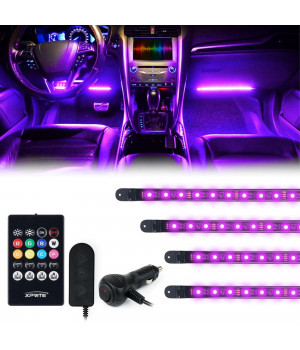 Xprite 4PC Celestial Series Interior RGB LED Car Light Set with Remote Control - Powered by Cigarette Adapter