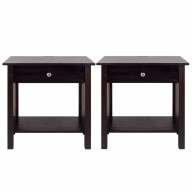 Casual Home Vanderbilt Nightstand with USB Ports-Espresso (Pack of 2)